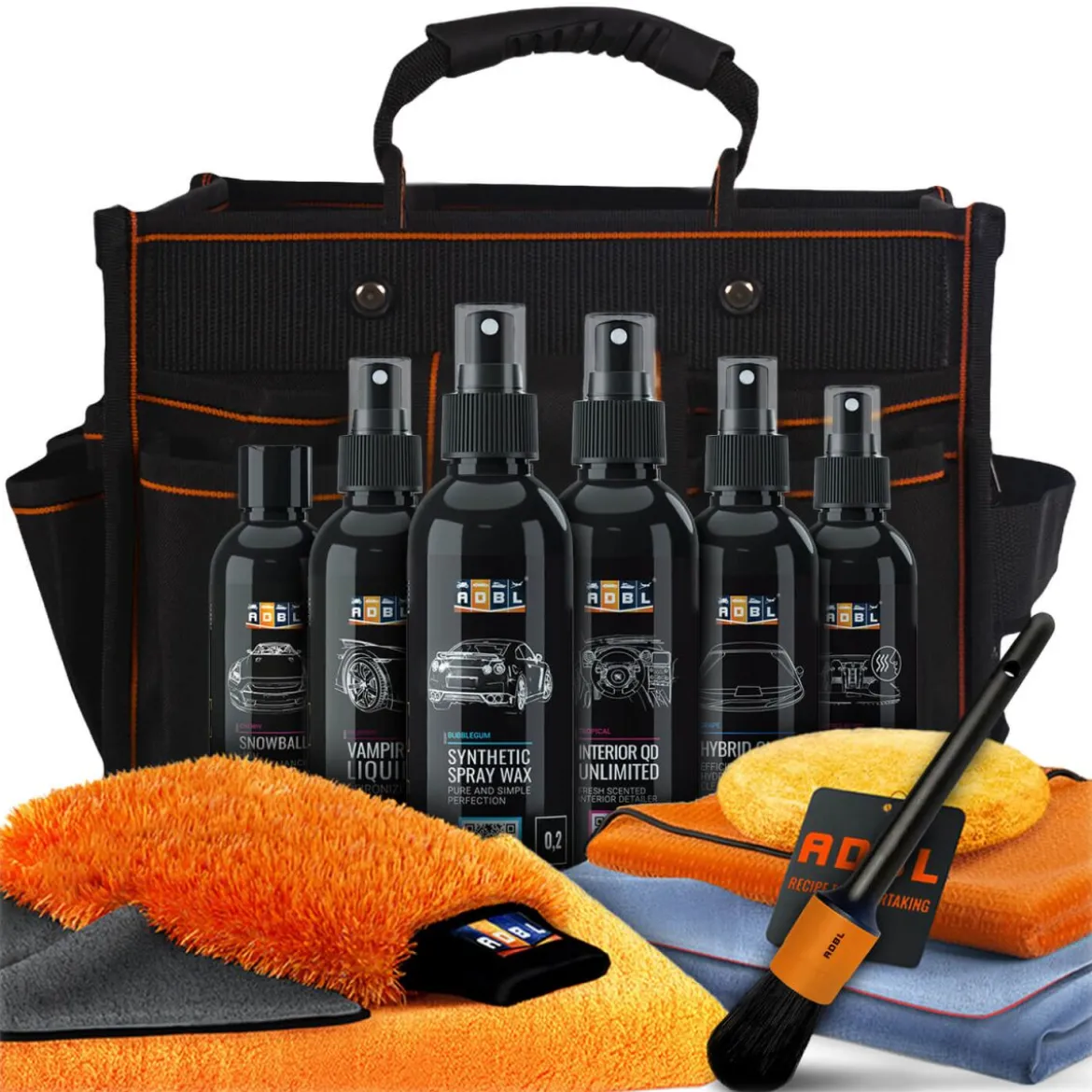 ADBL Autopflege Set für Innen und Außen mit Tasche (14-teilig)