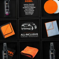 ADBL Autopflege Set für Innen und Außen mit Tasche (14-teilig)