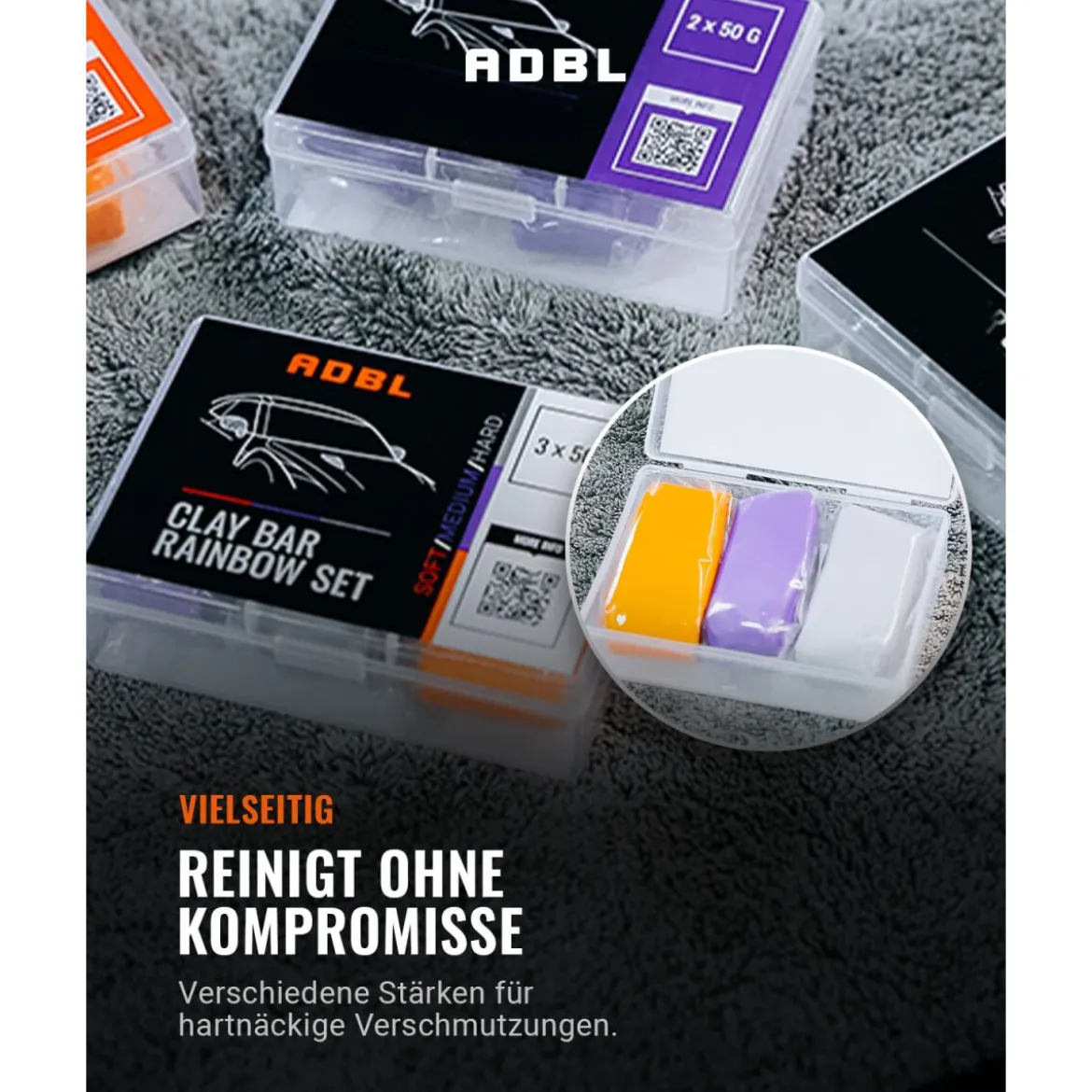 ADBL Clay Bar Rainbow 3x50g Reinigungsknete Set