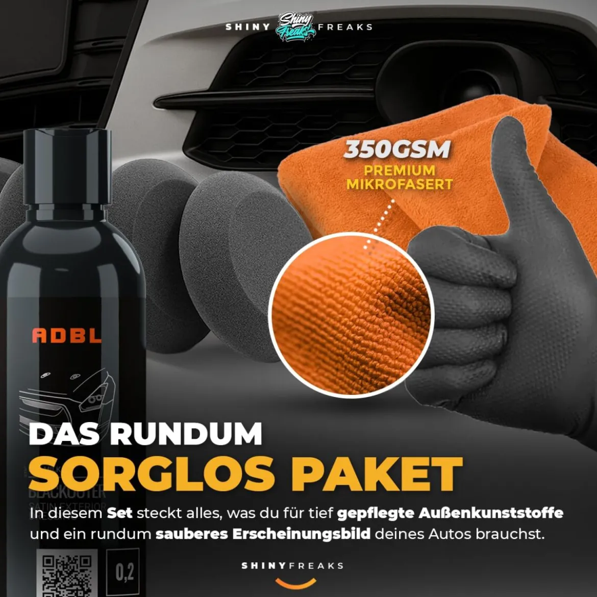 ADBL Kunststoffpflege Set Blackouter 200ml + Zubehör (7-teilig)