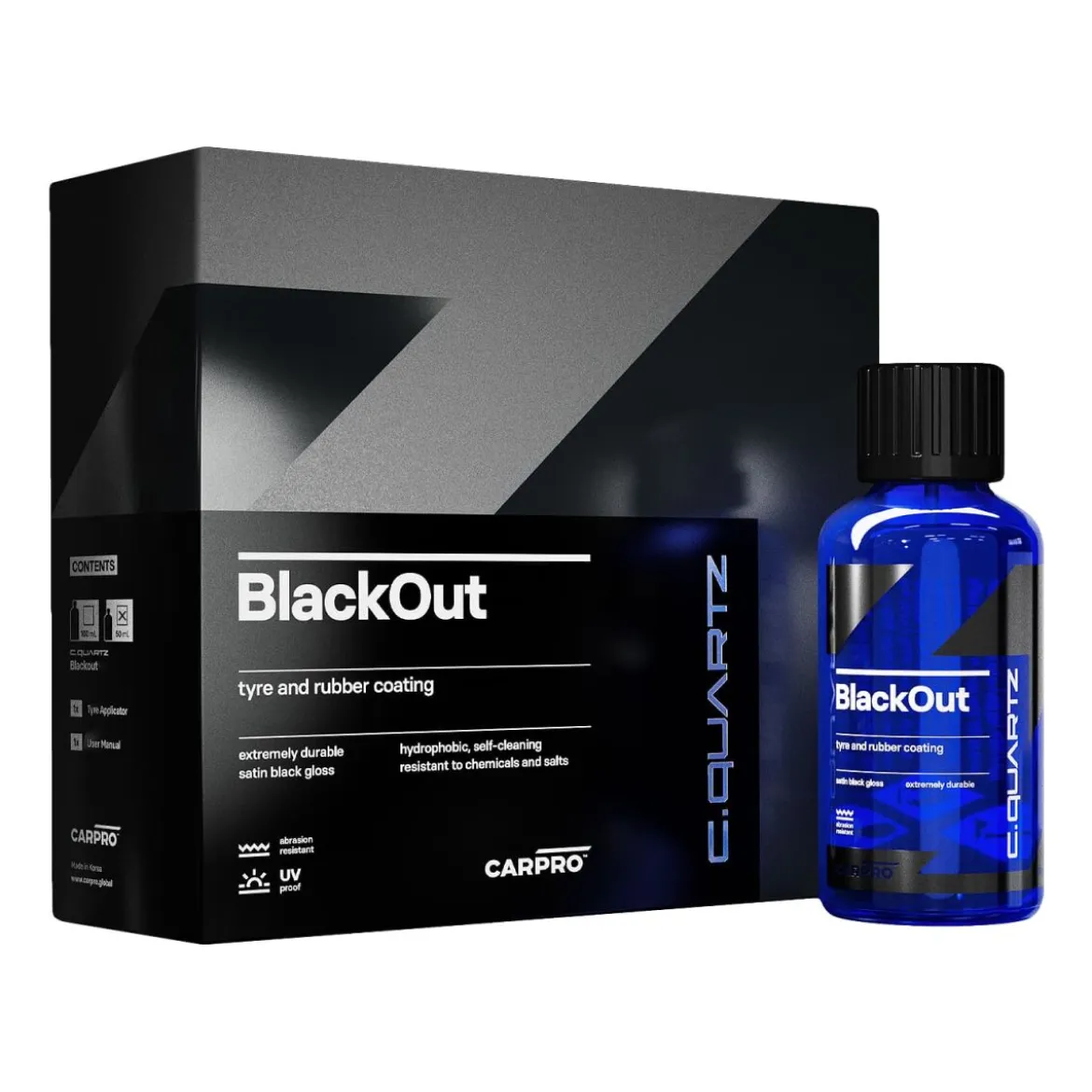 CarPro CQUARTZ BlackOut Kunststoff- & Gummiversiegelung Kit 50ml