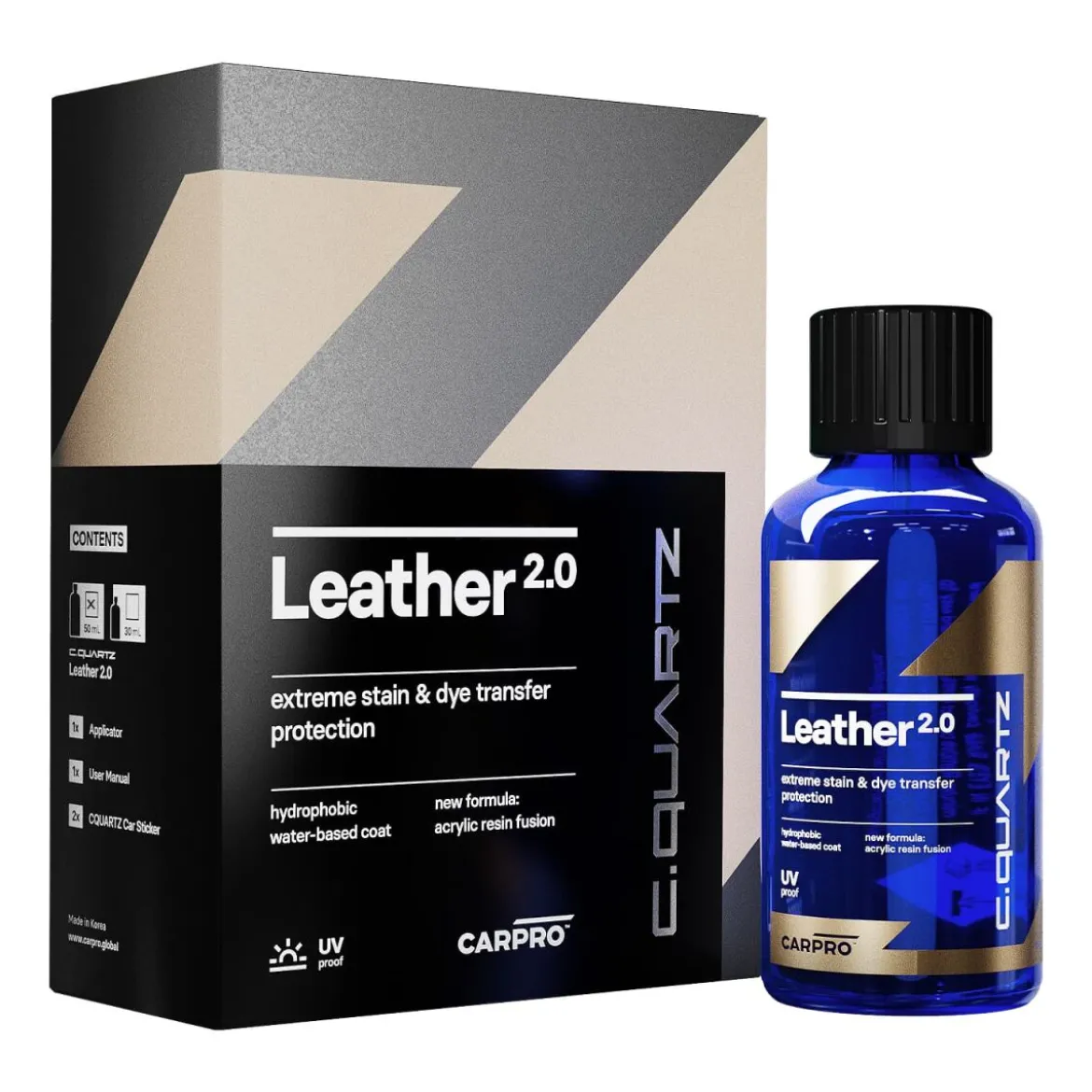 CarPro CQUARTZ Leather 2.0 Lederversiegelung Kit 50ml