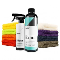 CarPro Ech2O 500ml + Dilute Messflasche 500ml Aktionsset mit 8 Mikrofasertüchern
