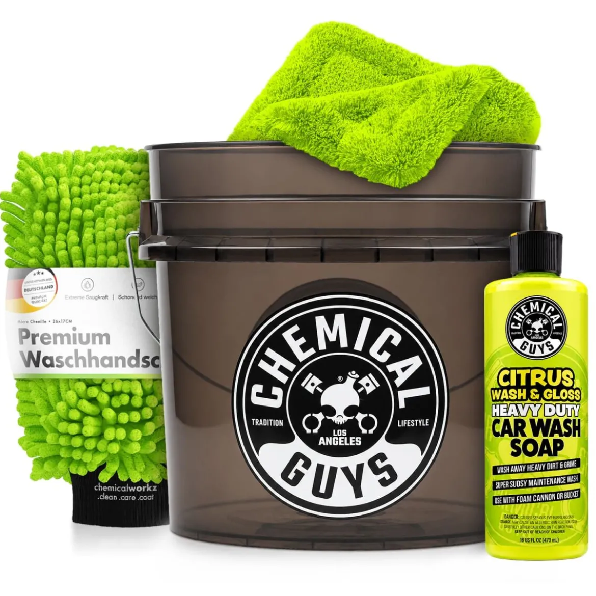 Chemical Guys Wascheimer Set 16L Citrus Wash & Gloss + Zubehör (4-teilig)