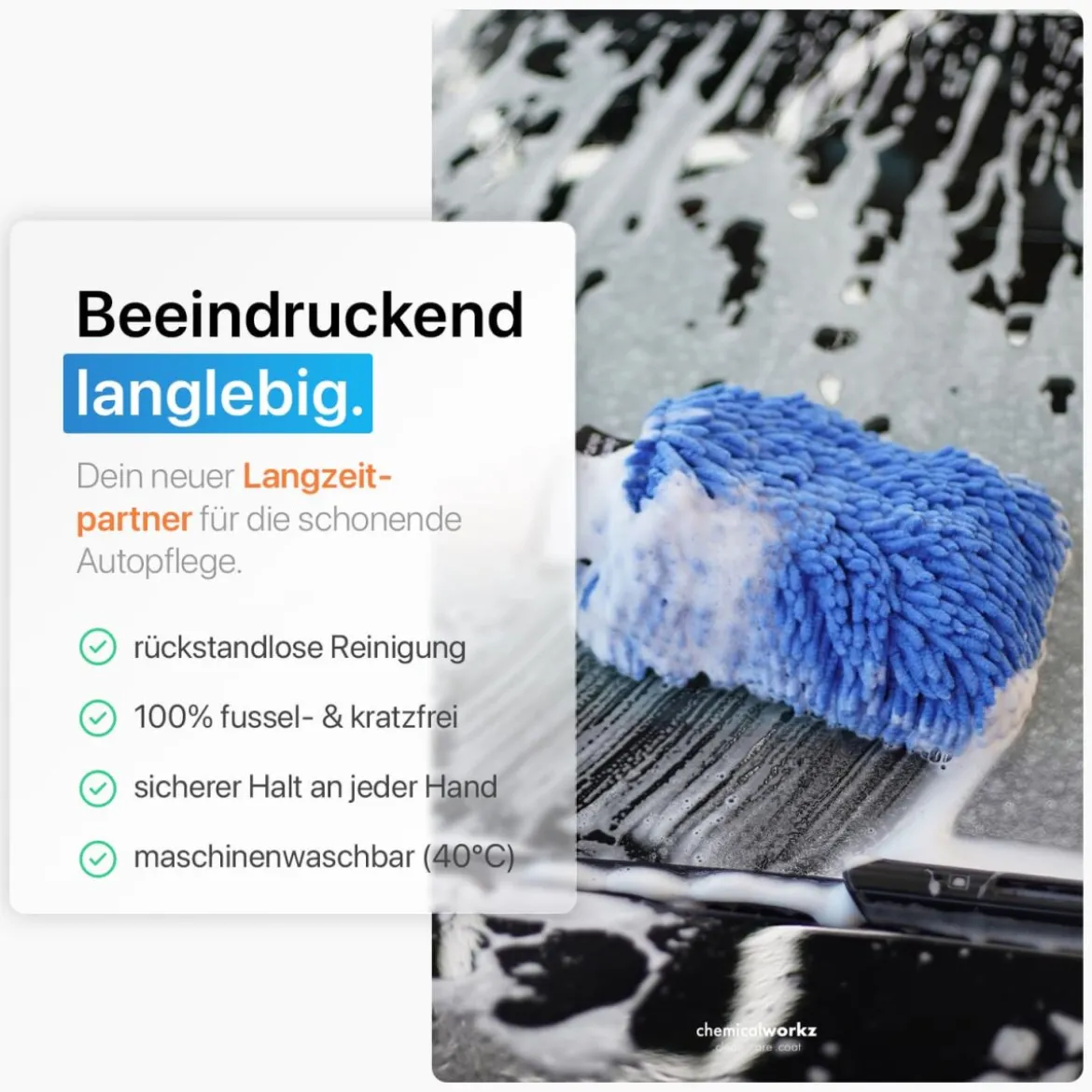 chemicalworkz Chenille Wash Mitt Blau