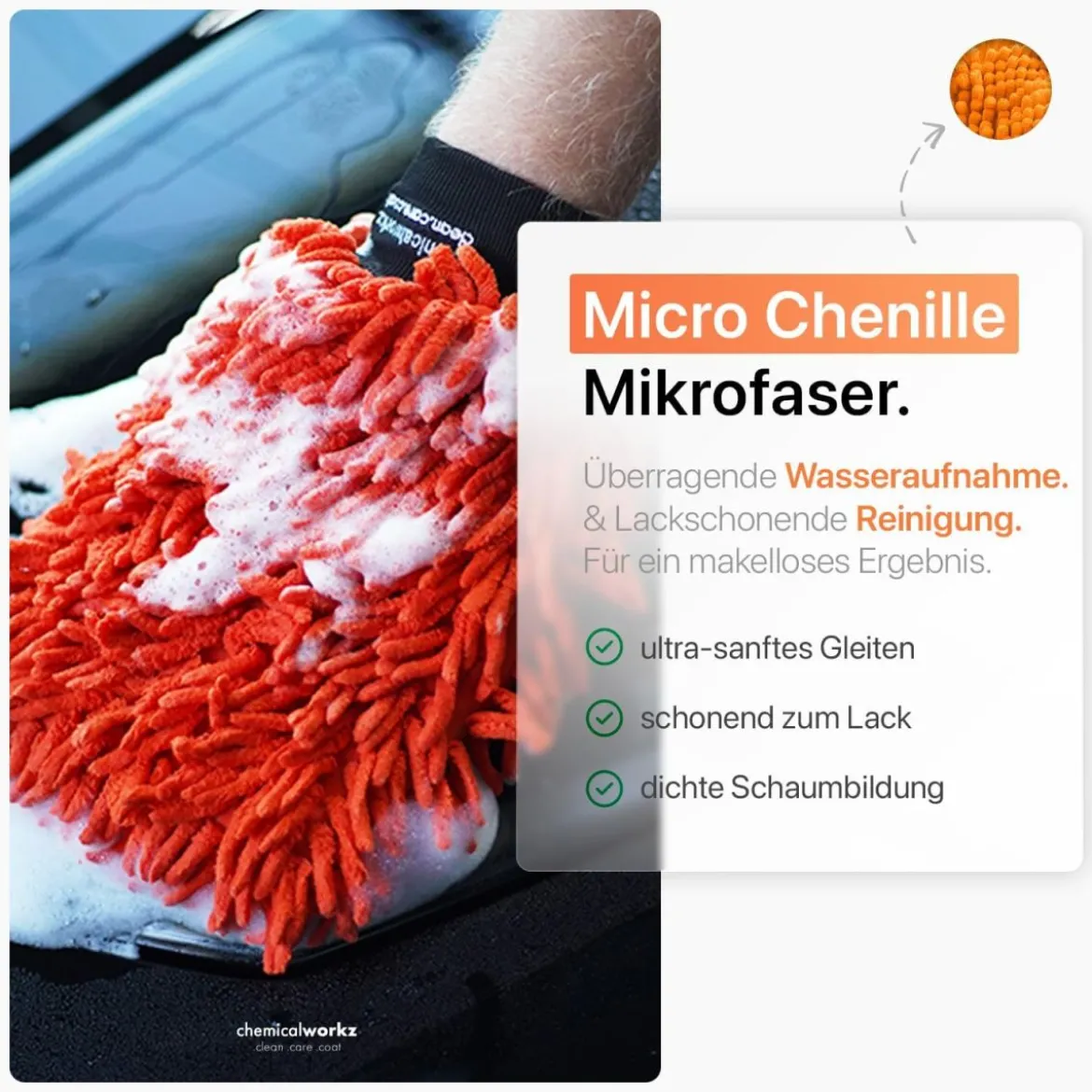 chemicalworkz Chenille Wash Mitt Orange