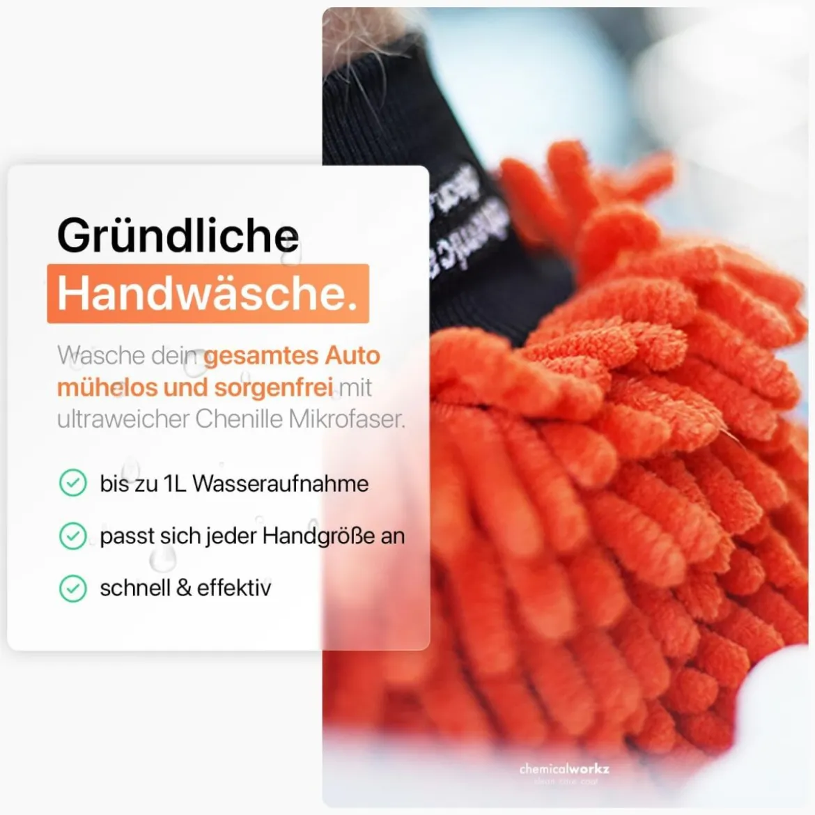 chemicalworkz Chenille Wash Mitt Orange