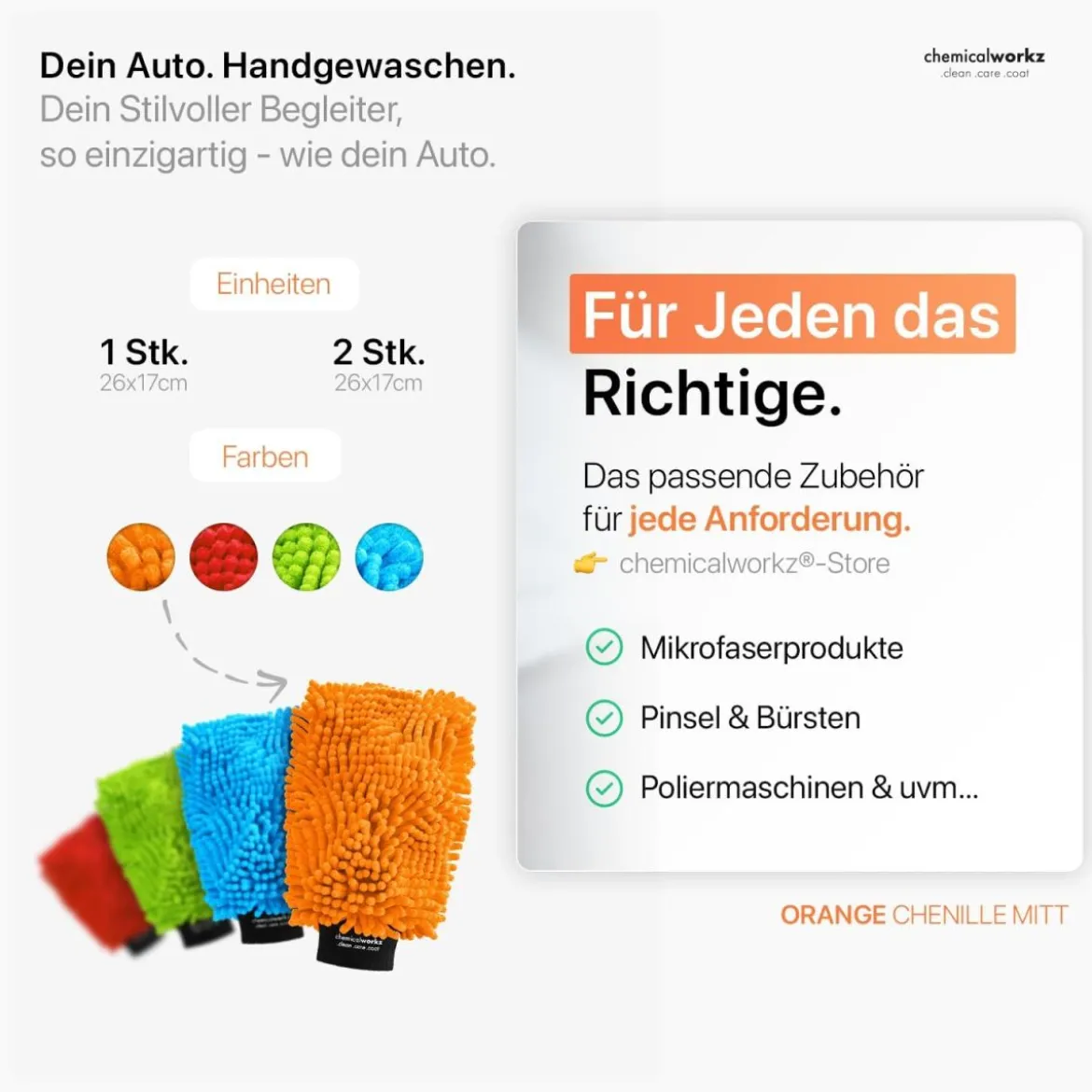 chemicalworkz Chenille Wash Mitt Orange