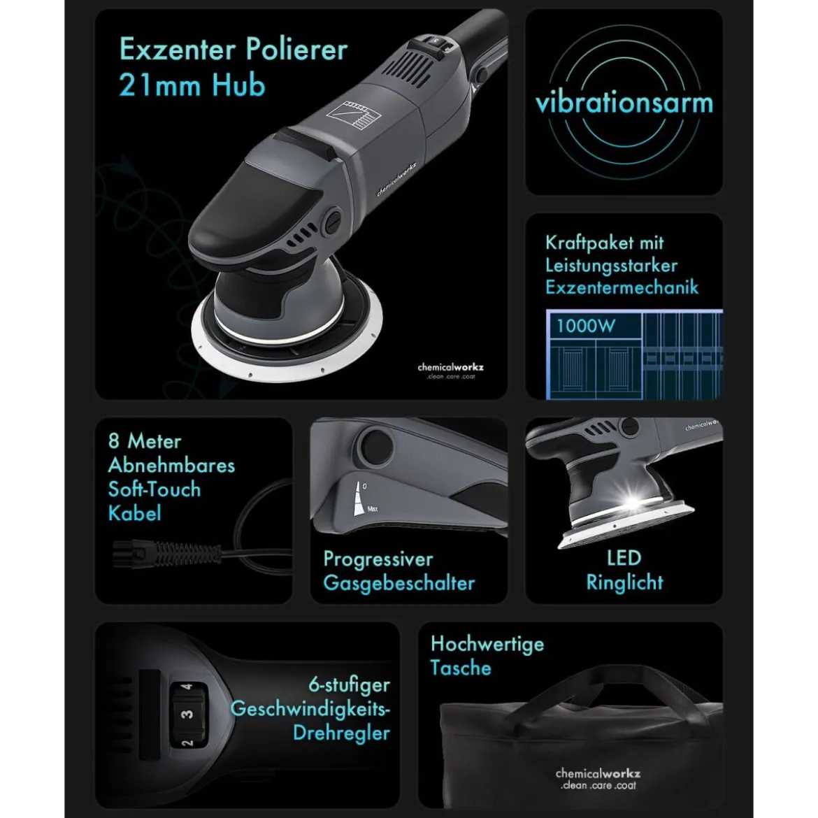 chemicalworkz DA21 Pro Exzenter Poliermaschine