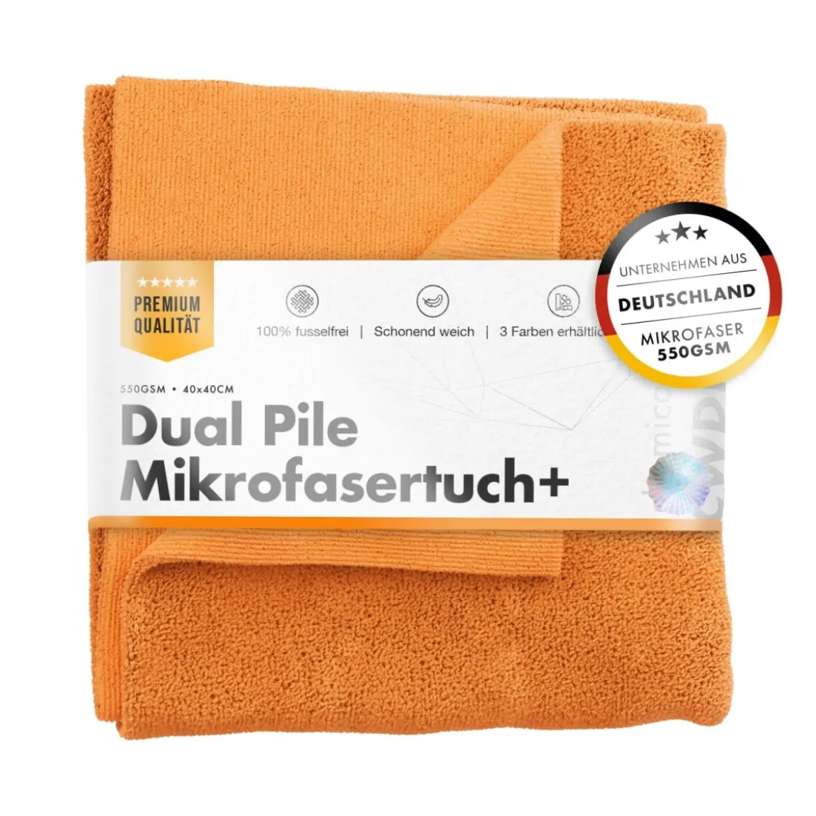 chemicalworkz Dual Pile Towel 550GSM Orange Allzwecktuch 40×40cm