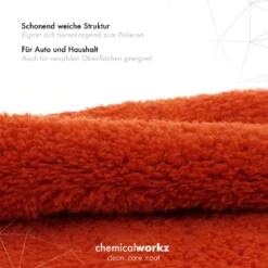 chemicalworkz Edgeless Soft Touch Towel 500GSM Orange Poliertuch 40×40cm