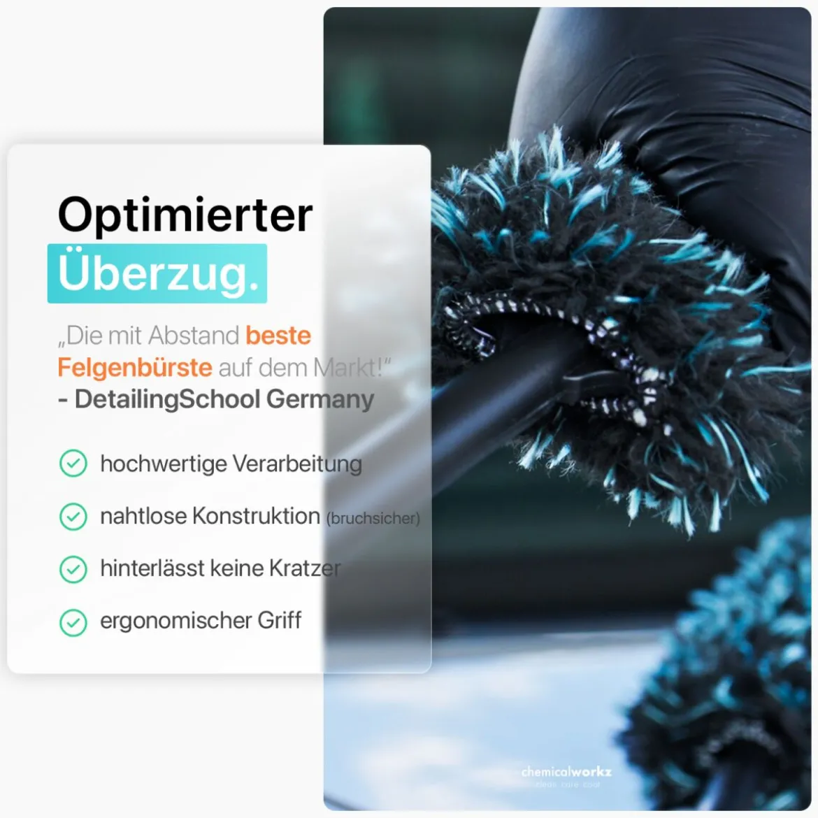 chemicalworkz Flat Wheel Brush Cover Dark Mikrofaser Wechselbezug
