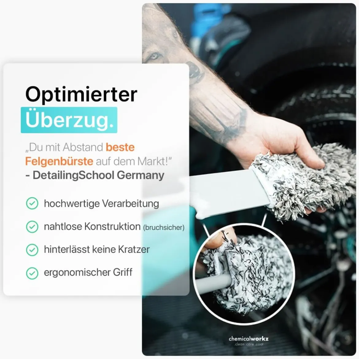 chemicalworkz Flat Wheel Brush Cover Mikrofaser Wechselbezug