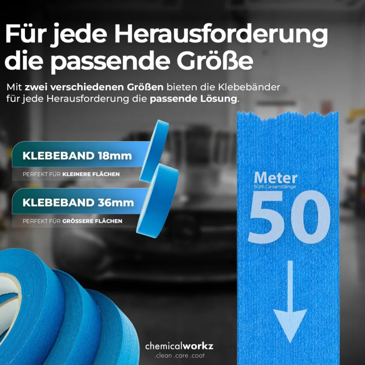 chemicalworkz Masking Tape Klebeband Blau 18mm 1Stk.