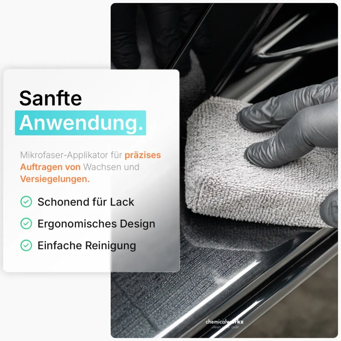chemicalworkz Microfiber Waxing/Sealant Applicator Grau 2Stk.