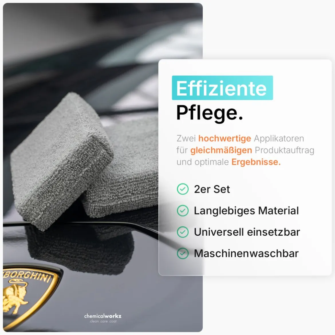 chemicalworkz Microfiber Waxing/Sealant Applicator Grau 2Stk.