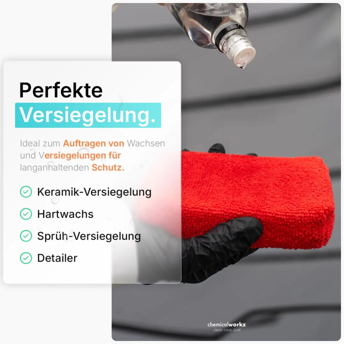 chemicalworkz Microfiber Waxing/Sealant Applicator Rot 2Stk.