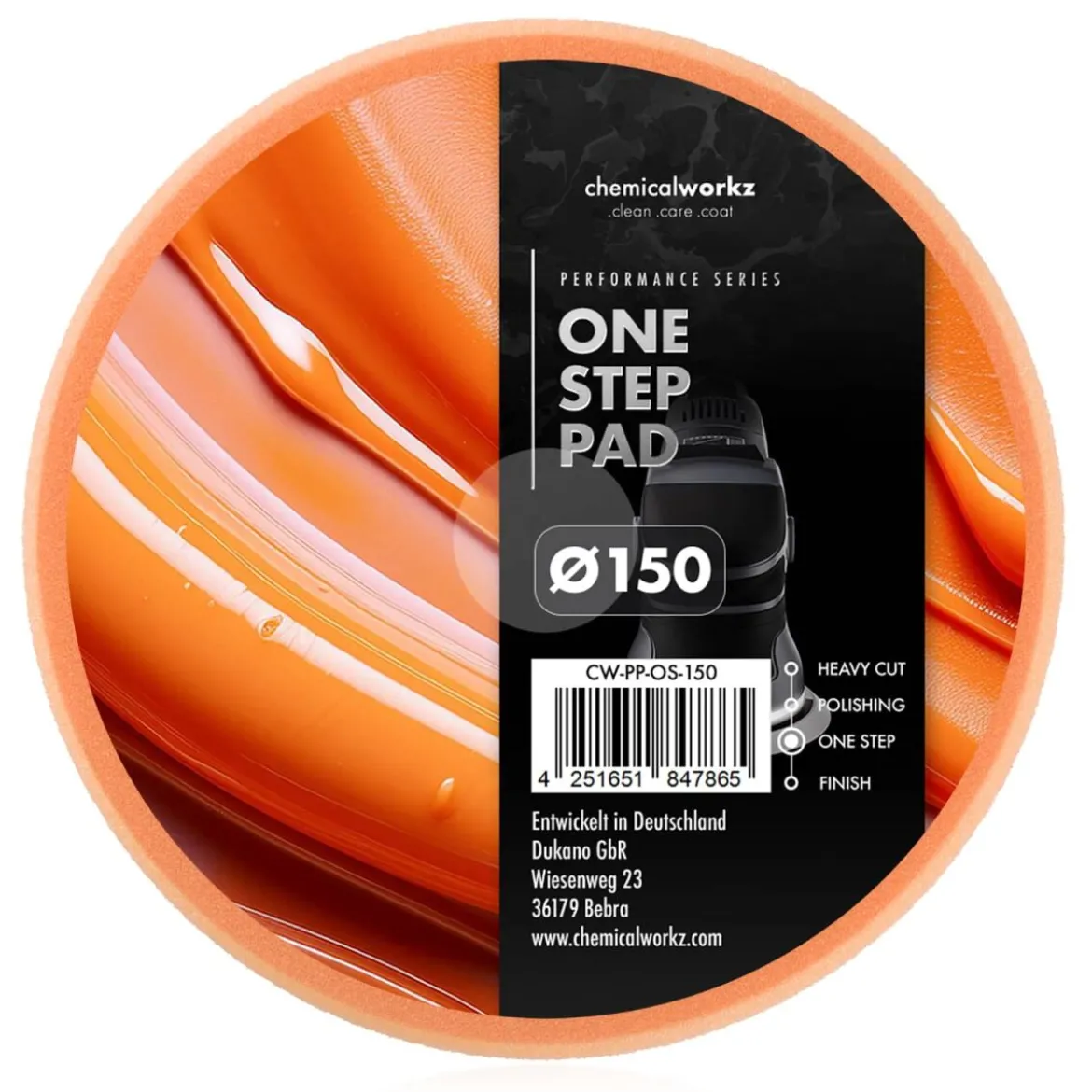 chemicalworkz One Step Performance Pad 150mm orange
