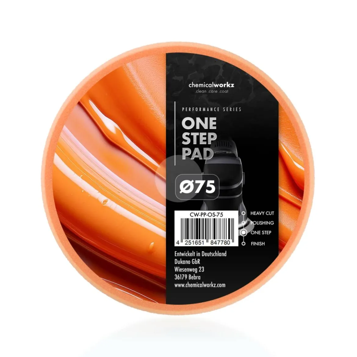 chemicalworkz One Step Performance Pad 75mm orange