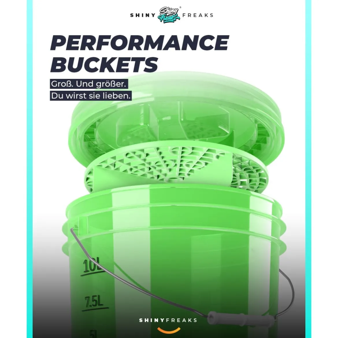 chemicalworkz Performance Buckets Wascheimer 3,5GAL Grün Transparent