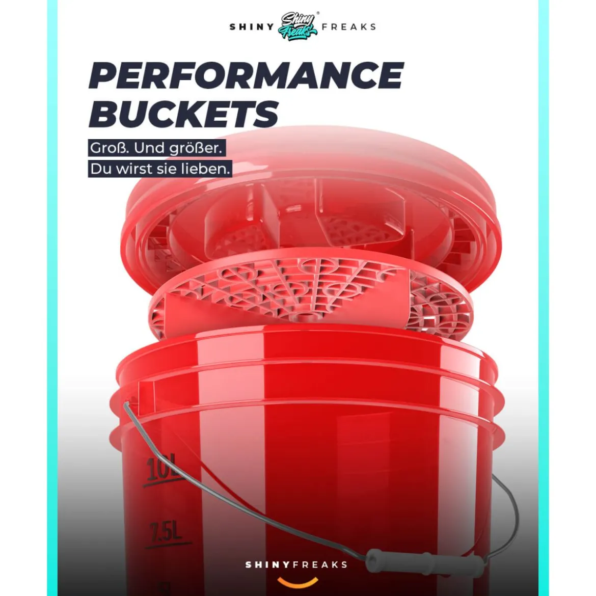 chemicalworkz Performance Buckets Wascheimer 3,5GAL Rot Transparent