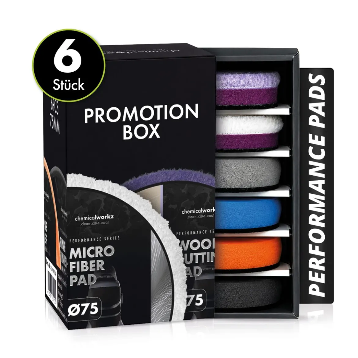 chemicalworkz Performance Pads Promotion Box 6tlg. 75mm