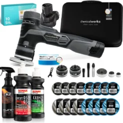 chemicalworkz Poliermaschinen Set EVO Mini Pro + Sonax Polituren + Zubehör (44-teilig)