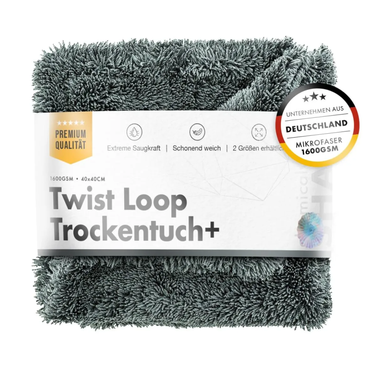 chemicalworkz Premium Twisted Towel 1600GSM Grau Trockentuch 40x40cm