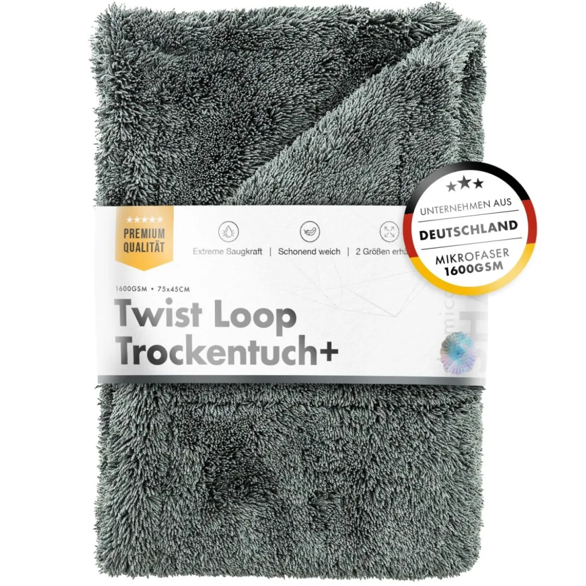 chemicalworkz Premium Twisted Towel 1600GSM Grau Trockentuch 50×80cm