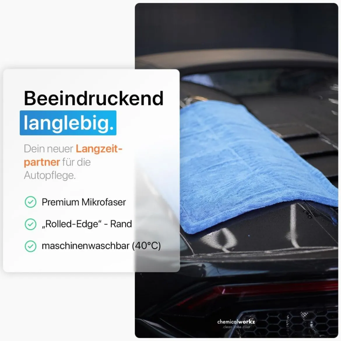 chemicalworkz Shark Twisted Loop Towel 1400GSM Blau Trockentuch 40x40cm