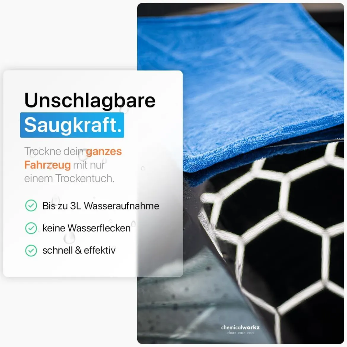 chemicalworkz Shark Twisted Loop Towel 1400GSM Blau Trockentuch 80x50cm