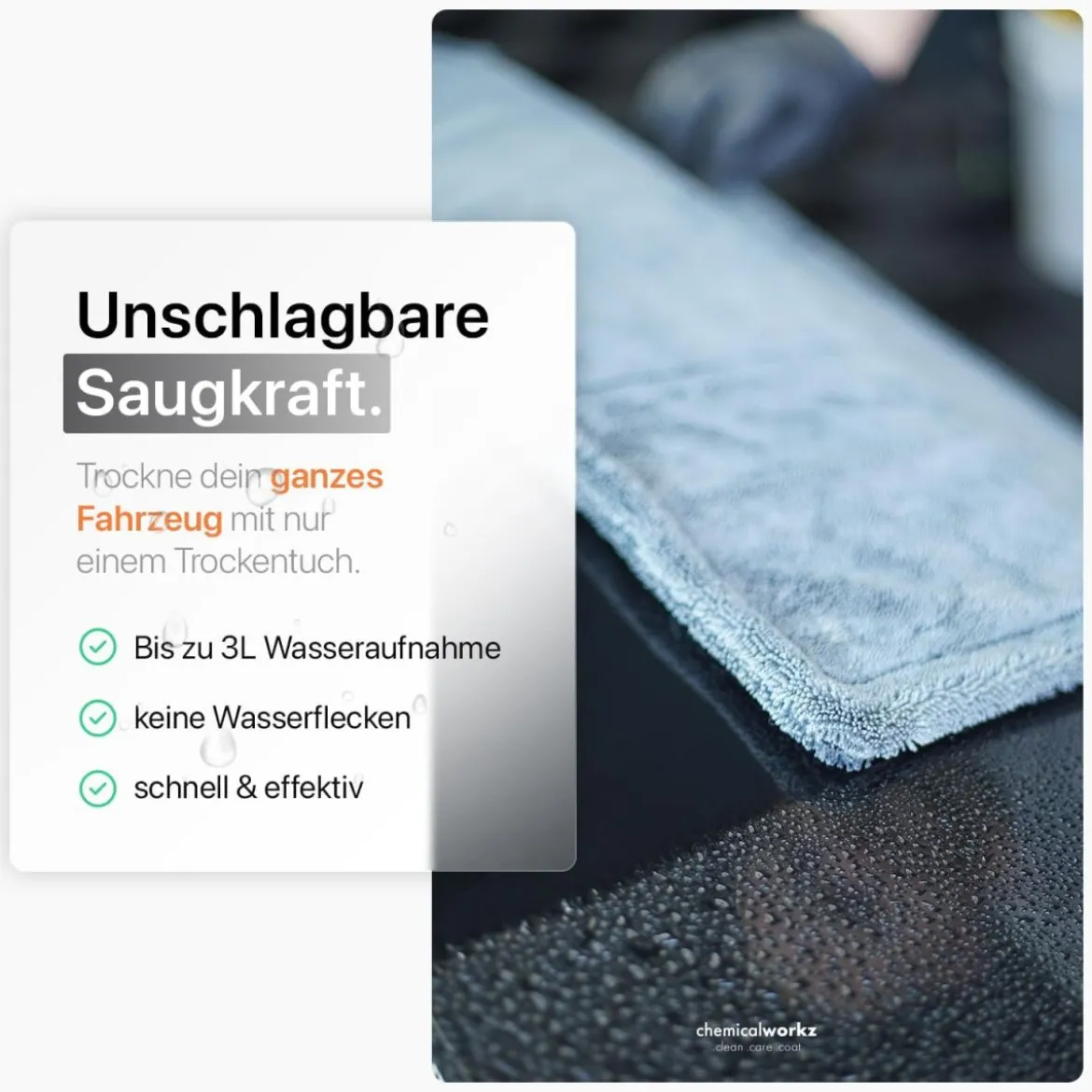 chemicalworkz Shark Twisted Loop Towel 1400GSM Grau Trockentuch 40×40cm