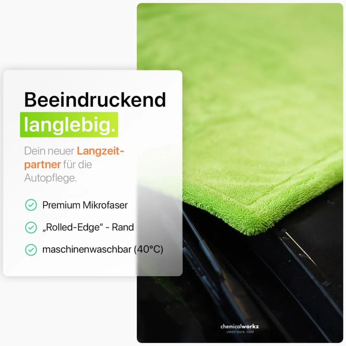 chemicalworkz Shark Twisted Loop Towel 1400GSM Grün Trockentuch 40x40cm