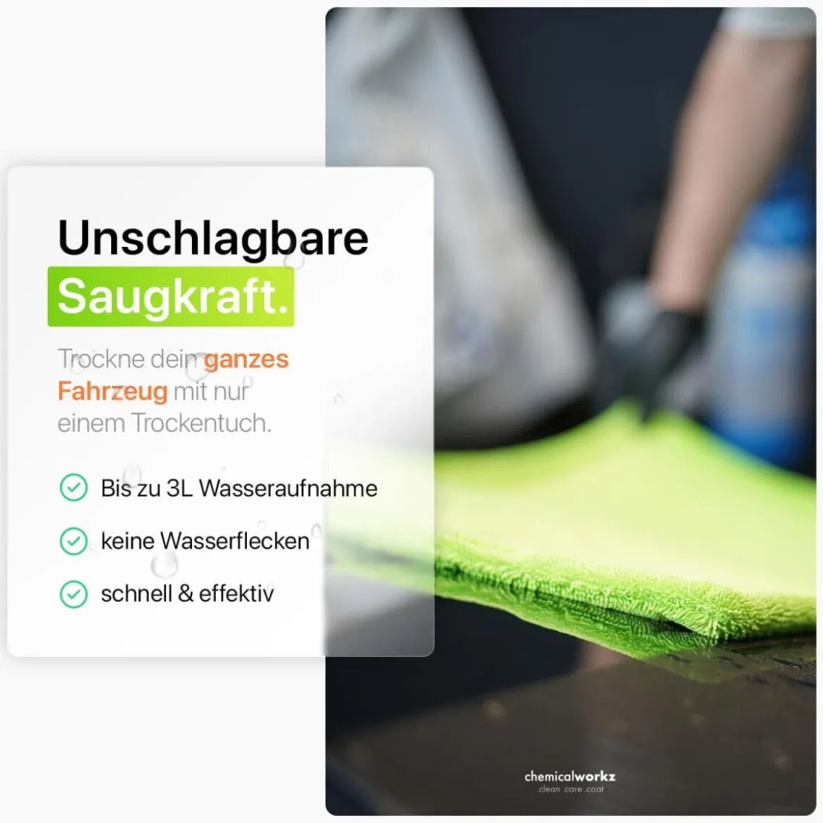 chemicalworkz Shark Twisted Loop Towel 1400GSM Grün Trockentuch 60x40cm
