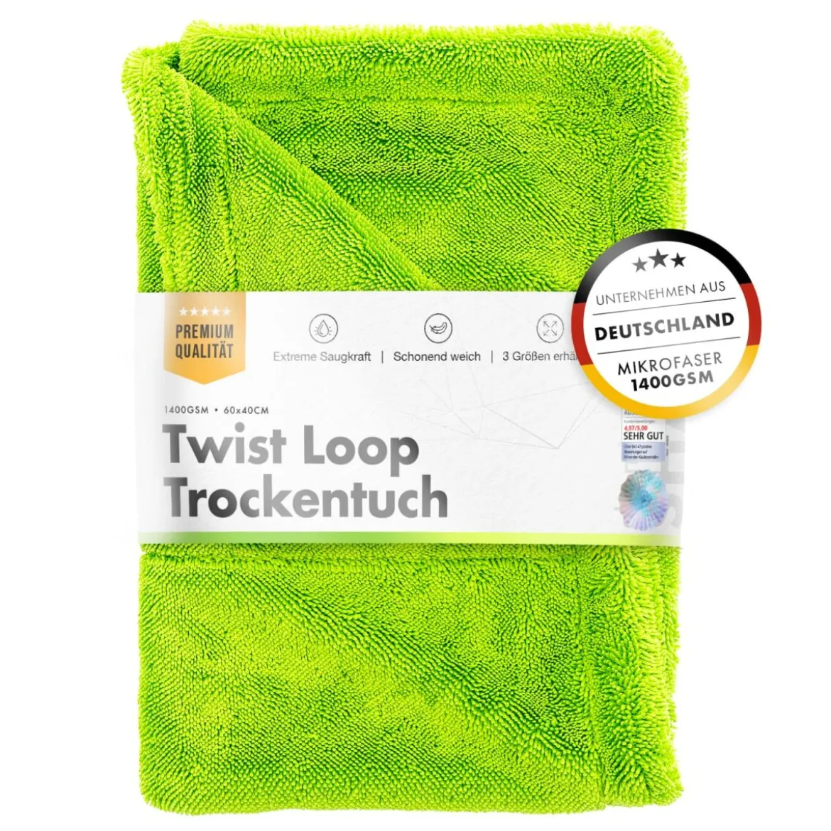 chemicalworkz Shark Twisted Loop Towel 1400GSM Grün Trockentuch 60x40cm