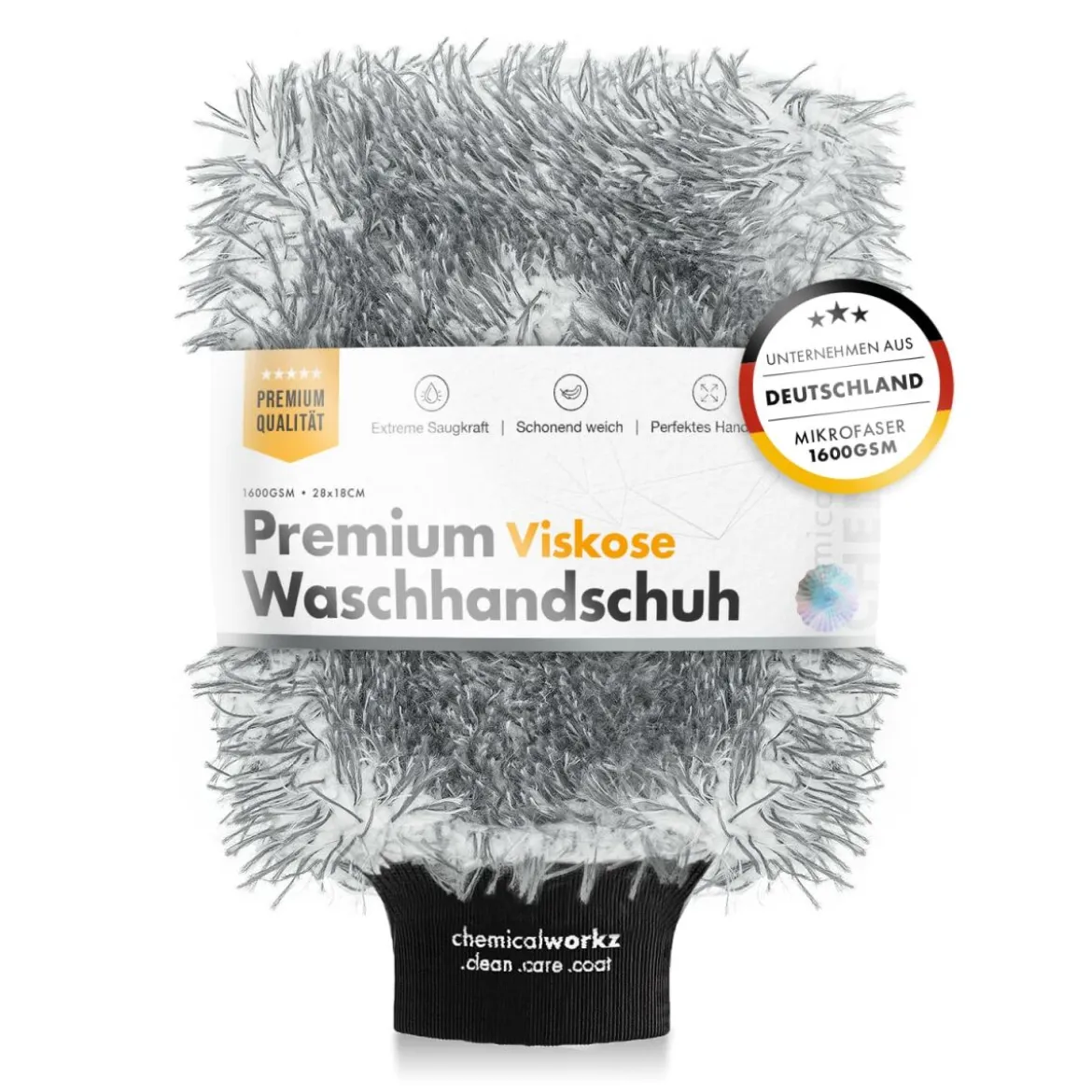 chemicalworkz Viskose Wash Mitt 1400GSM Grau 28×18×5cm