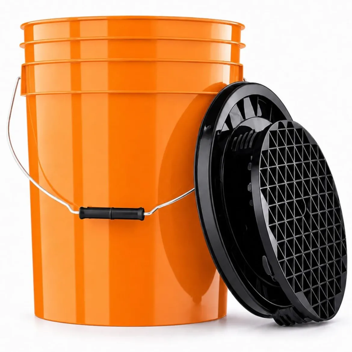chemicalworkz Wascheimer Set 20 Liter Orange + Basic Zubehör Schwarz (3-teilig)