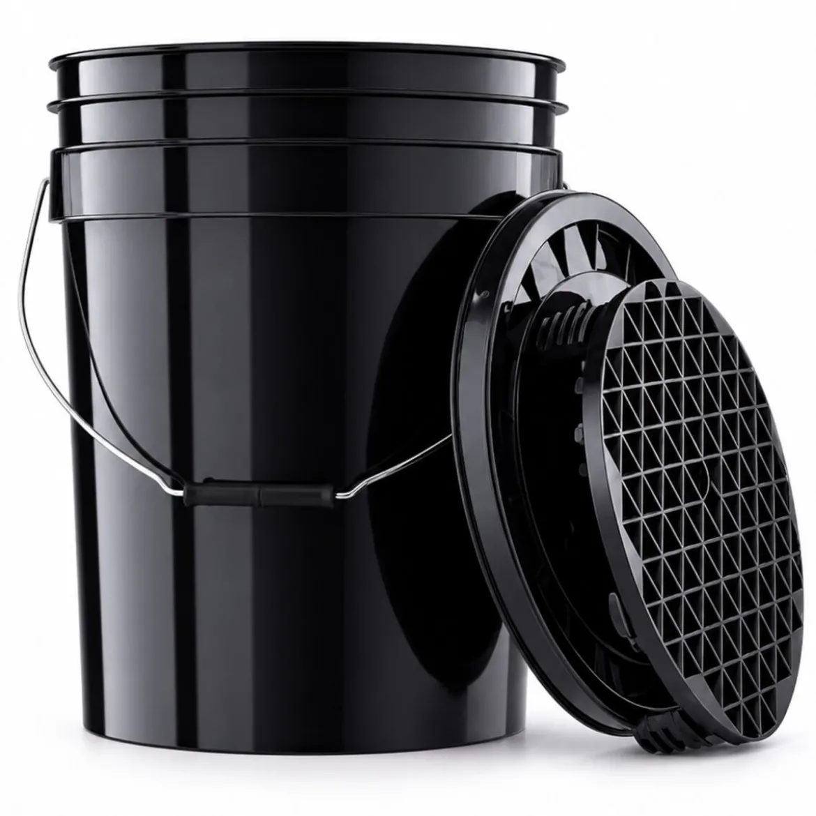 chemicalworkz Wascheimer Set 20 Liter Schwarz + Basic Zubehör Schwarz (3-teilig)
