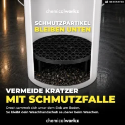 chemicalworkz Wascheimer Set 20 Liter Weiß + Basic Zubehör Schwarz (3-teilig)