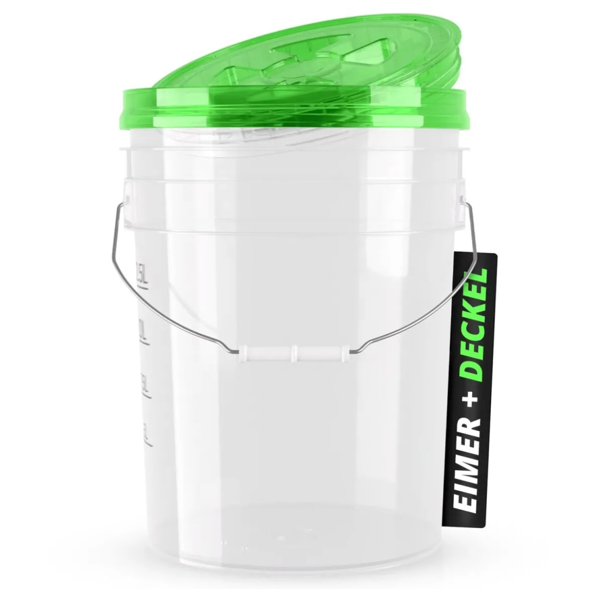 chemicalworkz Wascheimer Set 20 Liter Weiß Transparent + Deckel Grün Transparent (2-teilig)