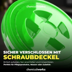 chemicalworkz Wascheimer Set 20 Liter Weiß Transparent + Deckel Grün Transparent (2-teilig)