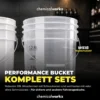 chemicalworkz Wascheimer Set 20 Liter Weiß Transparent + Zubehör Grün Transparent/Schwarz (3-teilig)