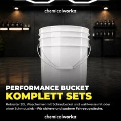 chemicalworkz Wascheimer Set 20 Liter Weiß + Zubehör Gold/Schwarz (3-teilig)