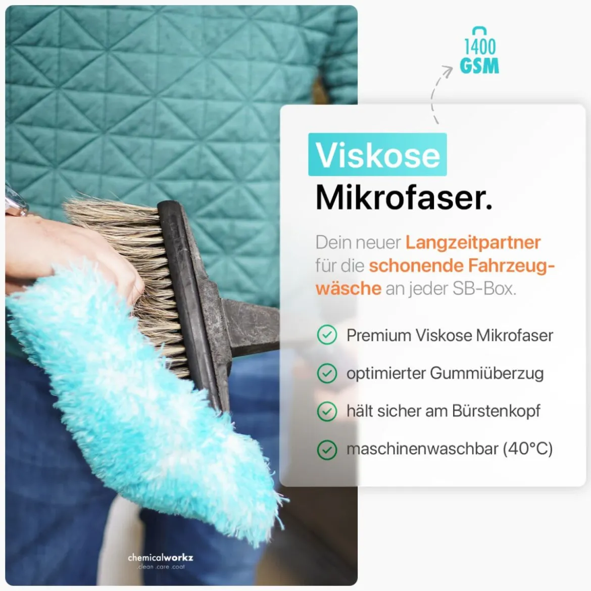 chemicalworkz Wash Brush Cover V2 1400GSM Türkis 17×25cm
