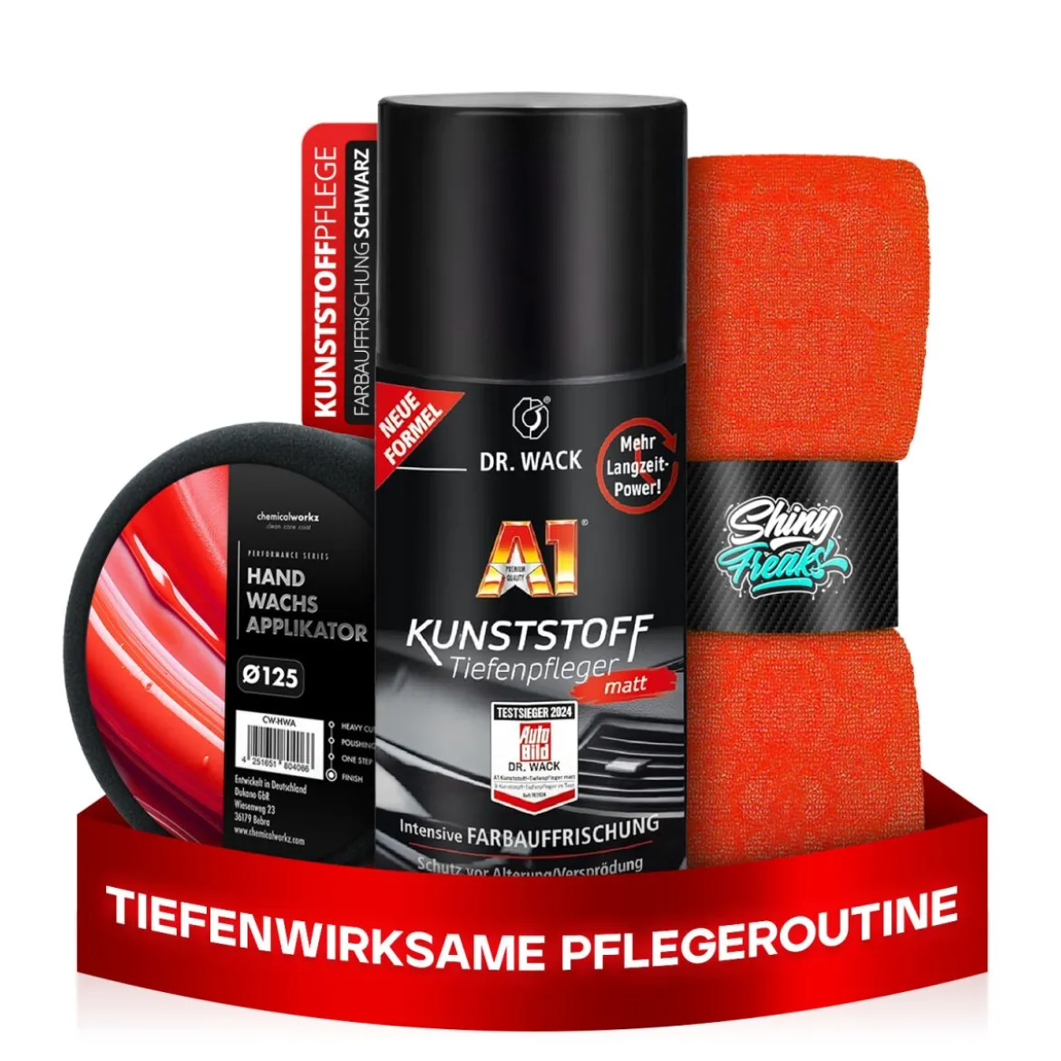 Dr. Wack Kunststoffpflege Set A1 Kunststoff Tiefenpfleger matt 250ml + Zubehör (3-teilig)