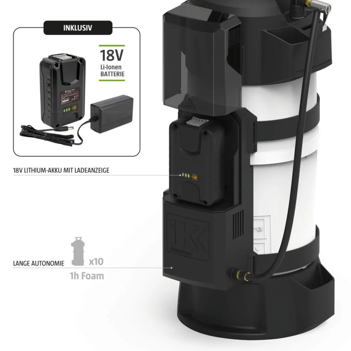 IK e Foam Pro 12 Schaumsprühflasche mit Kompressorventil 6L