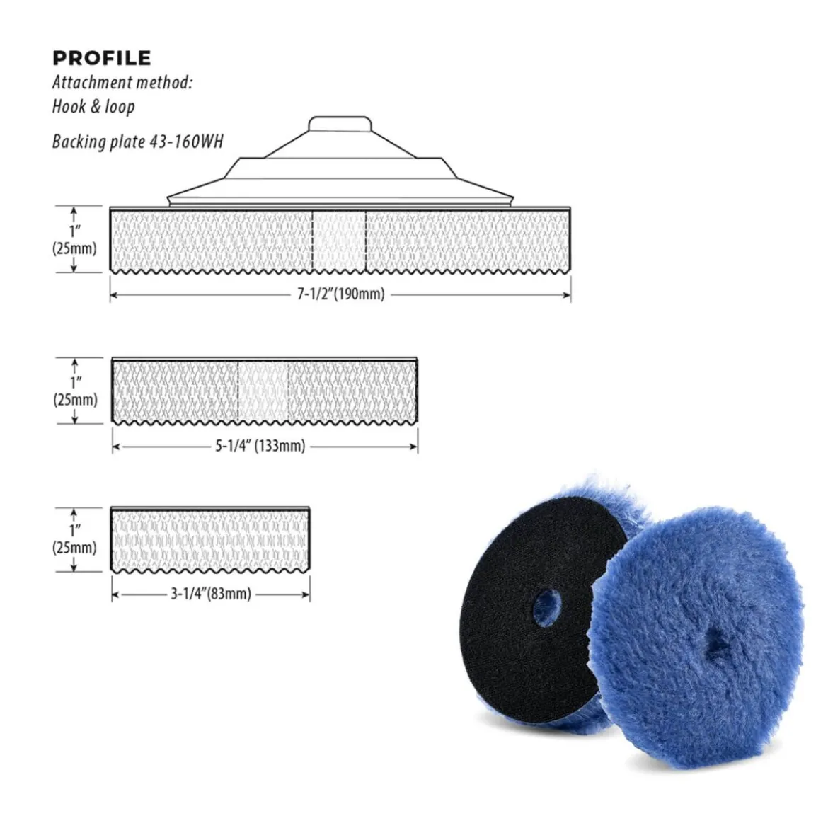 Lake Country Hybrid Woll-Pad blau 150mm