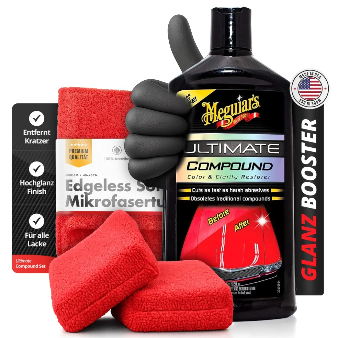 Meguiar’s Politur Set Ultimate Compound + Zubehör (5-teilig)