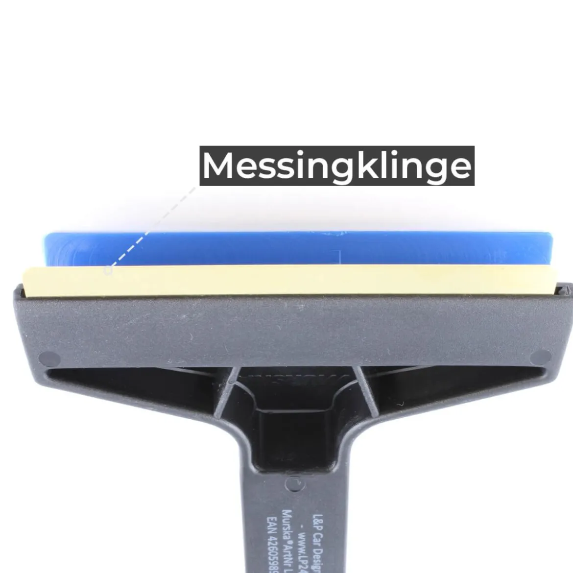 MURSKA Original Eiskratzer + Schneebesen mit Messingklinge 420mm schwarz/blau