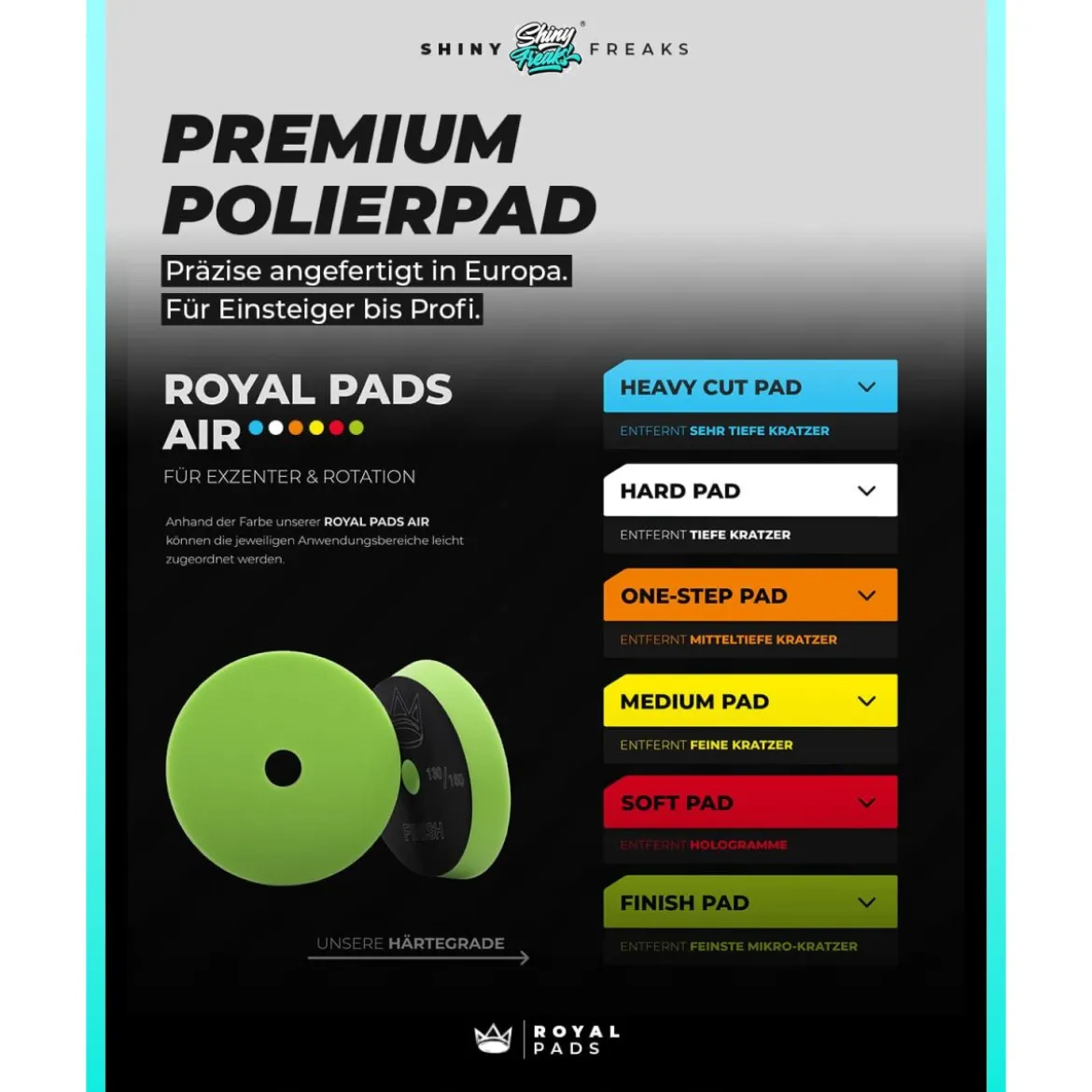 Royal Pads AIR | 5er-Pack | Härte-Mix Ø75mm